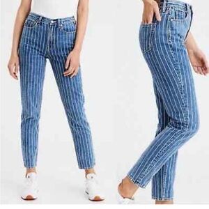 American eagle pinstripe high waisted  mom jeans size 2